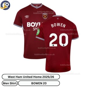 West Ham United Home Men Football Shirt 2025_26 – BOWEN 20-over view