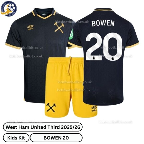 West Ham United Third Kids Football Kit 2025_26 – BOWEN 20 -over view