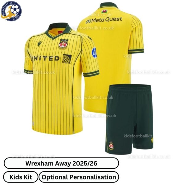 Wrexham Away Kids Football Kit 2025_26 - over view