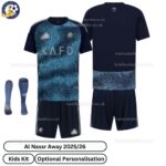 Al Nassr Away Kids Football Kit 202526 - over view with socks