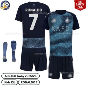 Al Nassr Away Kids Football Kit 25_26 – RONALDO 7 - over view with socks