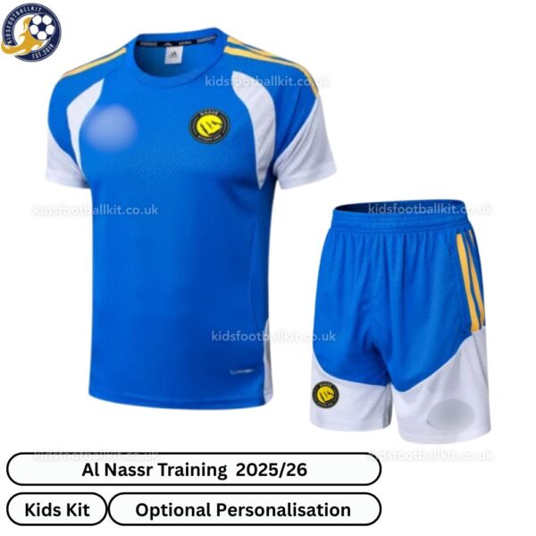 Al Nassr Training Kids Football Kit 25_26-front view-blue