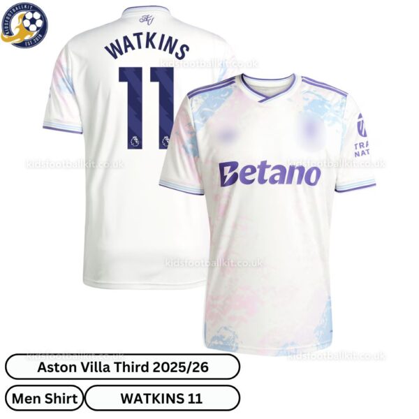 Aston Villa Watkins 11 Third 25 26 Men Football Shirt-over view