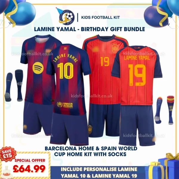 Barcelona & Spain Home Kids Kit 25_26 - LAMINE YAMAL 10 & LAMINE YAMAL 19