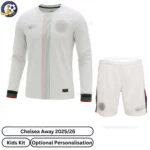Chelsea away kids football kit 25_26 - Long Sleeve - front view -blur