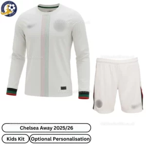 Chelsea away kids football kit 25_26 - Long Sleeve - front view -blur