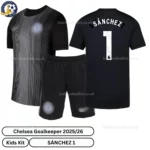 Chelsea Goalkeeper Kids Football Kit 2025/26 – SÁNCHEZ 1 (No socks) – Black - blur