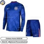 Chelsea home kids football kit 25_26 - Long Sleeve - front view-blur