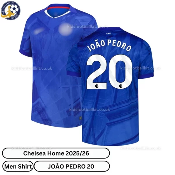 Chelsea JOAO PEDRO 20 Home 25 26 Men Football Shirt-over view-blur