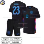 England Lionesses Away Kids Football Kit 2025_26 – RUSSO 23 (No Socks)-blur