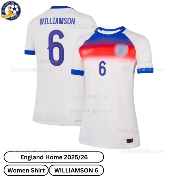 England Lionesses Home Women Football Shirt 2025_26 – WILLIAMSON 6-blur