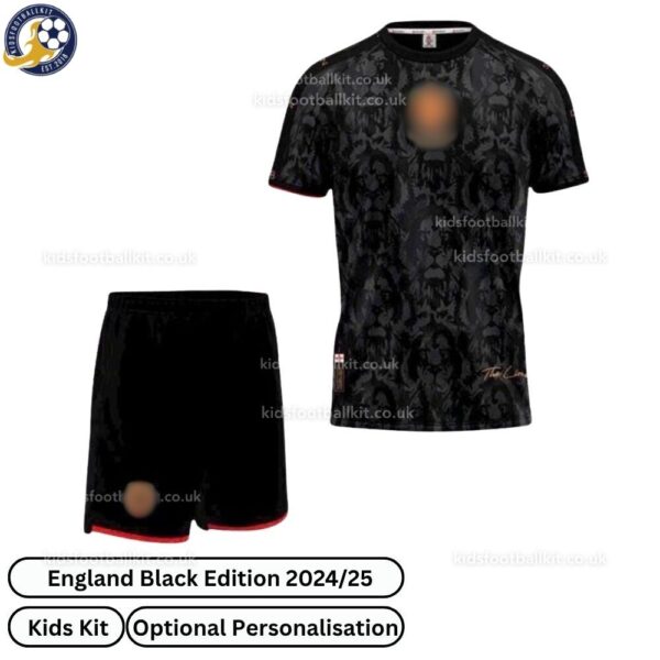 England Special Edition Kids Football Kit 2024_25 (No Socks) - Black-blur