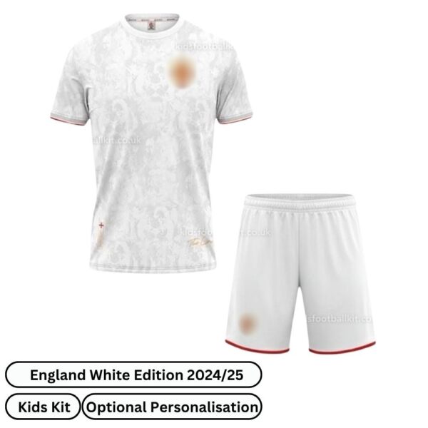 England Special Edition Kids Football Kit 2024_25 (No Socks) – White-blur