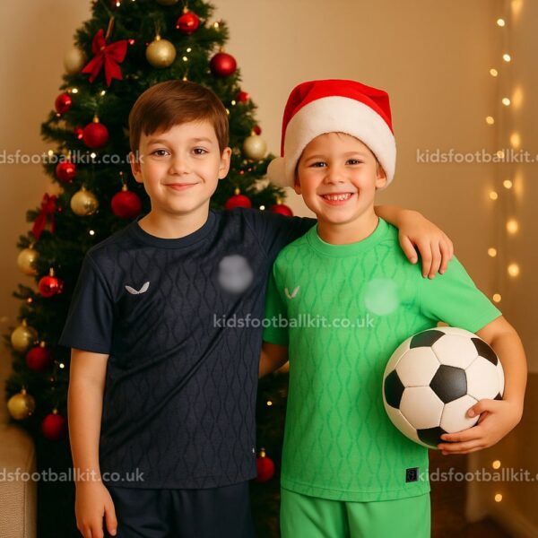 Everton Christmas Gift Bundle – Goalkeeper Kids Football Kit 2025_26 – Gray & Green