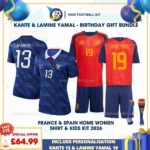 FRANCE and SPAIN HOME WOMEN SHIRT and KIDS KIT 2026-KANTE 13 & LAMINE YAMAL 19