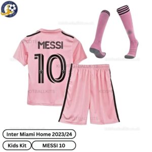 Inter Miami Home Kids Football Kit 2023_24 – MESSI 10 - back view with socks - TAG