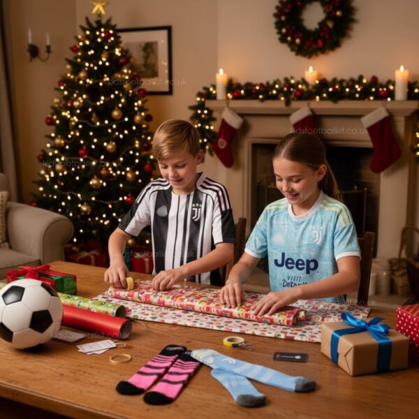 Juventus Christmas Gift Bundle – Home & Away Kids Football Kit 2025/26 (With socks) - AI GEN