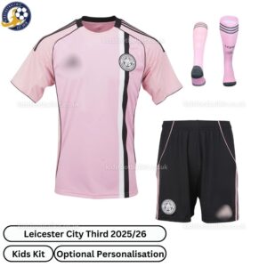 Leicester City Third Kids Football Kit 25_26-front view with socks
