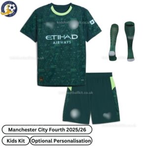 Manchester City Fourth Kids Football Kit 25_26-front view with socks