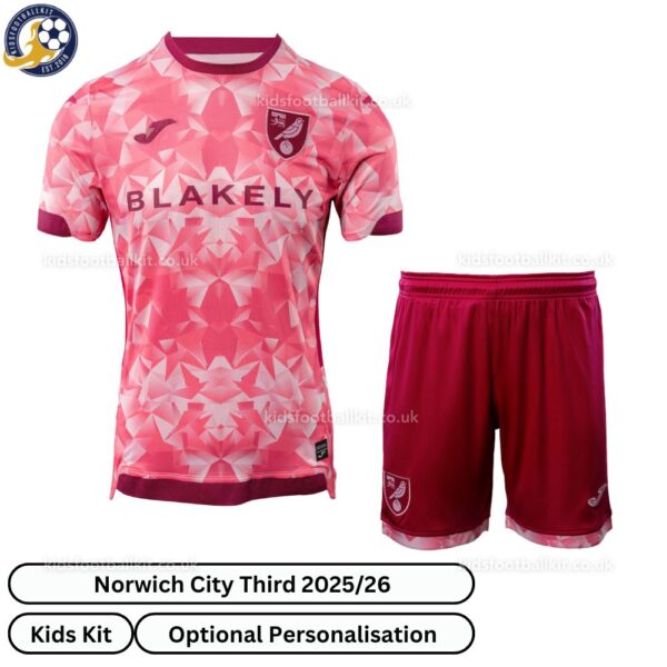 Norwich City Third Kids Football Kit 25_26-front view