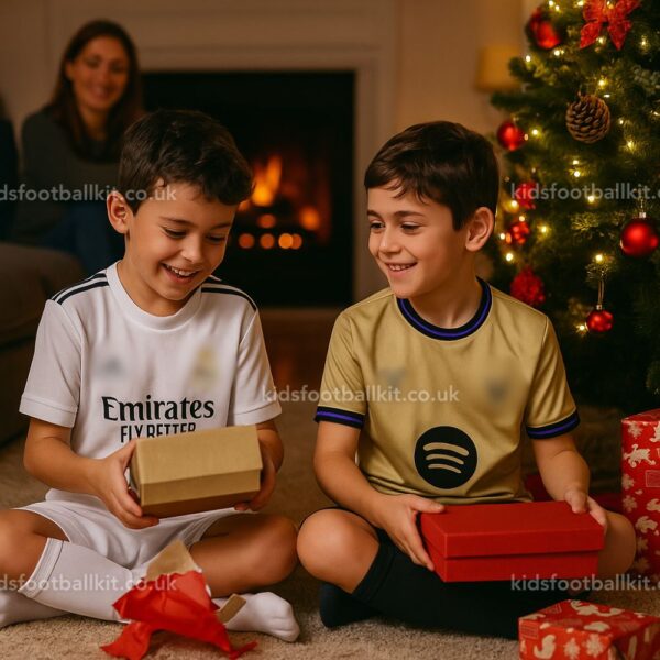 Real Madrid & Barcelona Christmas Gift Bundle – Home & Away Kids Football Kit 2025_26 (With socks)