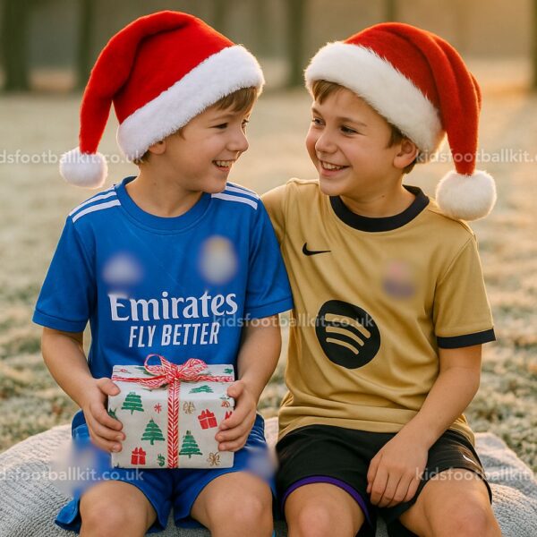 Real Madrid & Barcelona Christmas Gift Bundle – Third & Away Kids Football Kit 2025_26 (With socks)
