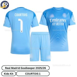 Real Madrid Goalkeeper Kids Football Kit 25_26-COURTOIS 1-overview