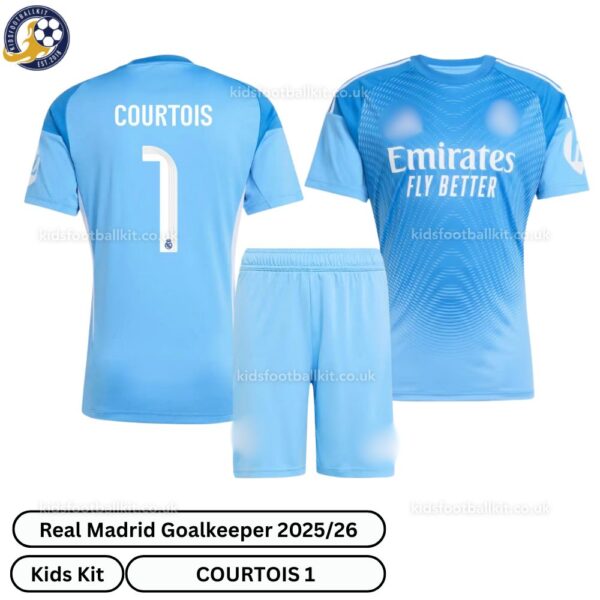 Real Madrid Goalkeeper Kids Football Kit 25_26-COURTOIS 1-overview
