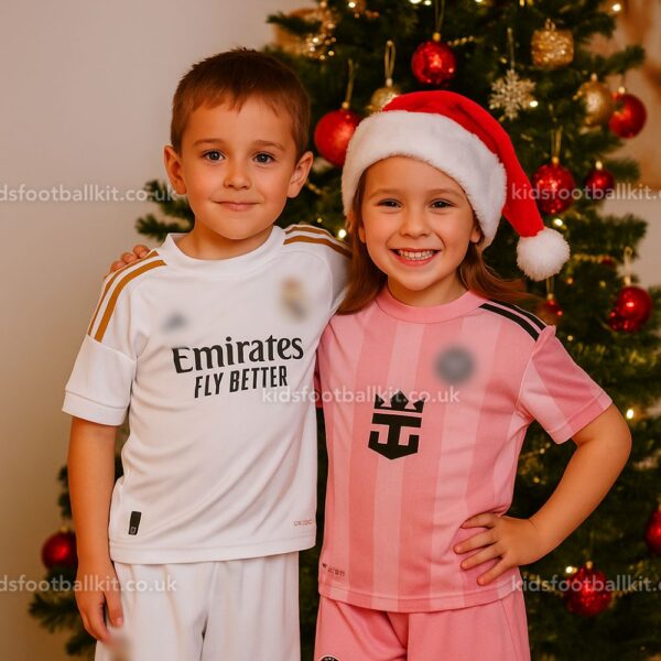 Real Madrid & Inter Miami Christmas Gift Bundle – Home Kids Football Kit 2025_26 (With socks)
