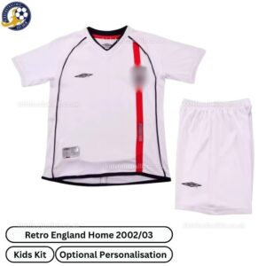 Retro England Home Kids Football Kit 2002_03-blur