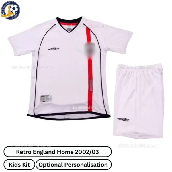 Retro England Home Kids Football Kit 2002_03-blur