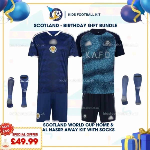 Scotland Home & Al Nassr Away Kids Football Kit 25_26
