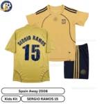 Spain Away Kids Kit 2008-over view-SERGIO RAMOS 15