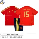 Spain Home Kids Kit 2008-over view-SERGIO RAMOS 15