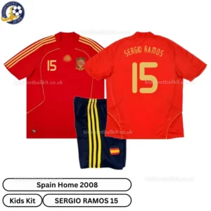 Spain Home Kids Kit 2008-over view-SERGIO RAMOS 15