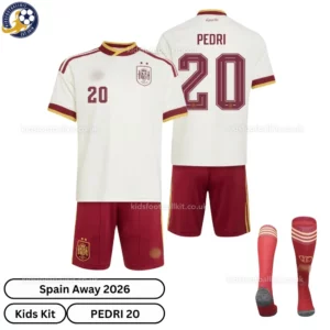 Spain away kids Kit 2026-over view-PEDRI 20