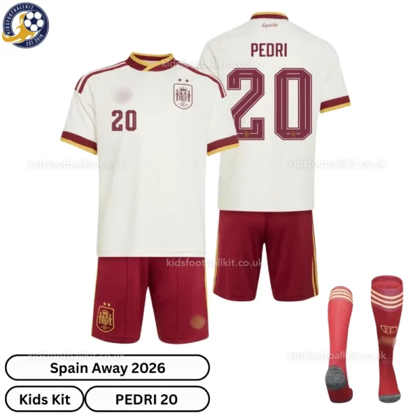 Spain away kids Kit 2026-over view-PEDRI 20
