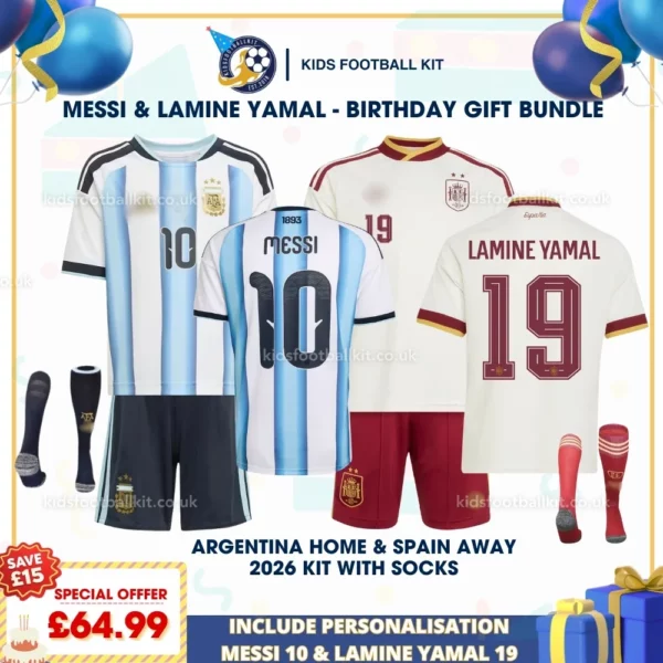 Spain home and away kids kits 2026- LAMINE YAMAL 19