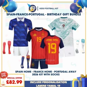 Spain home france home portugal away kids kits 2026 - LAMINE YAMAL 19