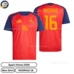 Spain home men shirt 2026-over view-RODRIGO 16