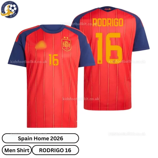 Spain home men shirt 2026-over view-RODRIGO 16