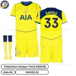 Tottenham-DAVIES-33-Third-25-26-Kids-Football-Kit-over-view-with-socks-r