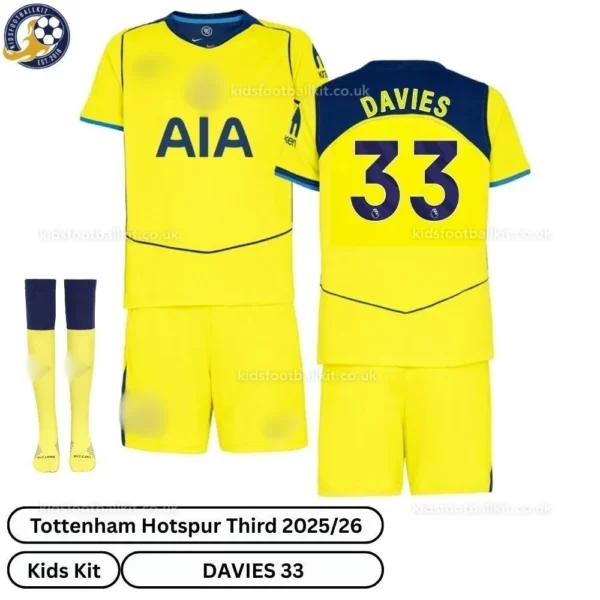 Tottenham-DAVIES-33-Third-25-26-Kids-Football-Kit-over-view-with-socks-r