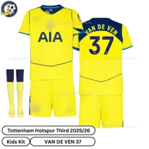 Tottenham-VAN-DE-VEN-37-Third-25-26-Kids-Football-Kit-over-view-with-socks-r
