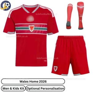 Wales World Cup 2026 Home Men and Kids Football Kit (With socks)