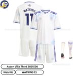 Aston Villa Watkins 11 Third 25 26 Kids Football Kit-over view with socks