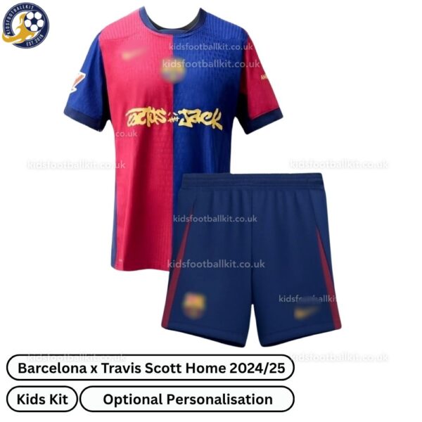 Barcelona x Travis Scott Home Kids Football Kit 2024_25 (No Socks)