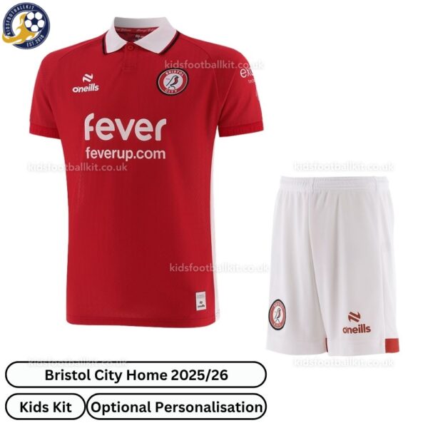 Bristol City Home Kids Football Kit 25_26-front view