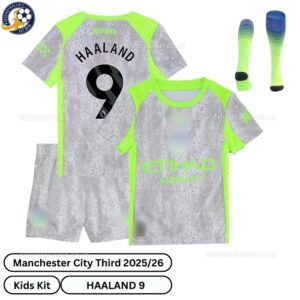 Manchester City HAALAND 9 Third 25 26 Kids Football Kit-over view