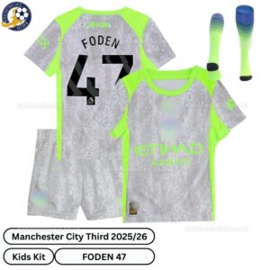 Manchester City Third Kids Football Kit 25_26-overview with socks-FODEN 47